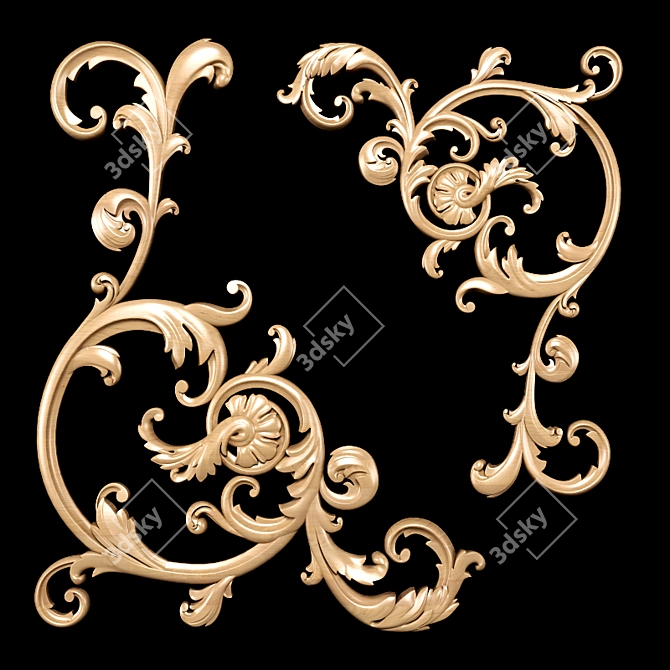 Title: Baroque Carving Trim: High-Quality Ornamental Detailing 3D model image 1