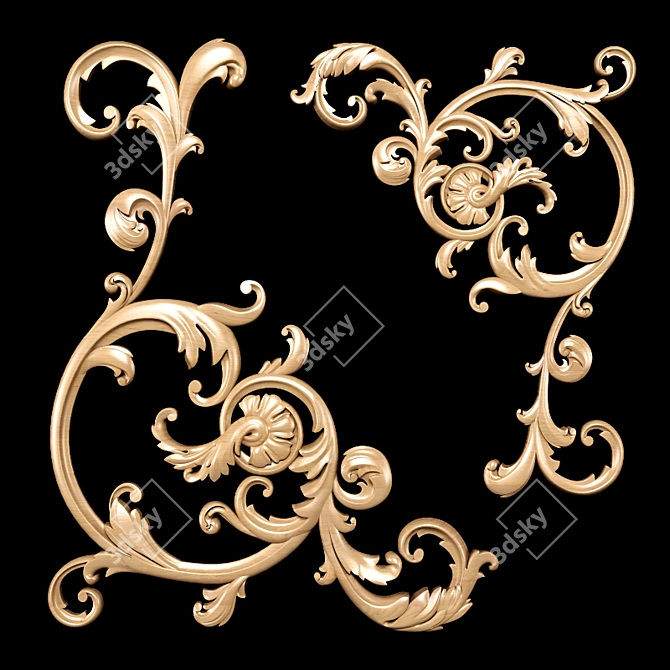 Title: Baroque Carving Trim: High-Quality Ornamental Detailing 3D model image 2