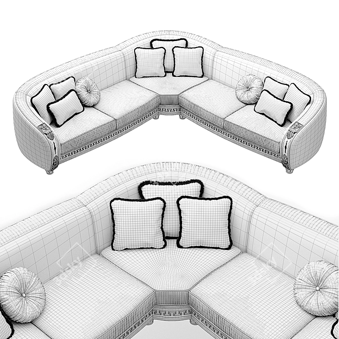 Luxurious Corner Sofa: Arredoclassic Liberty 3D model image 4