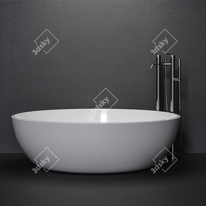 Sleek Round Fischer Bathtub 3D model image 1