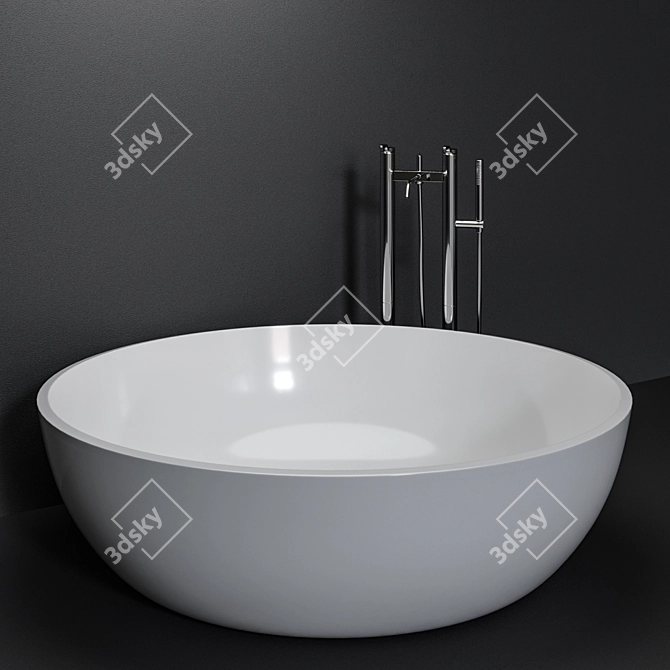 Sleek Round Fischer Bathtub 3D model image 2