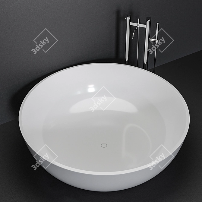 Sleek Round Fischer Bathtub 3D model image 3