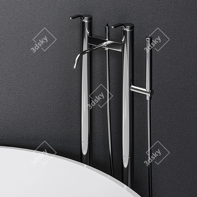 Sleek Round Fischer Bathtub 3D model image 4