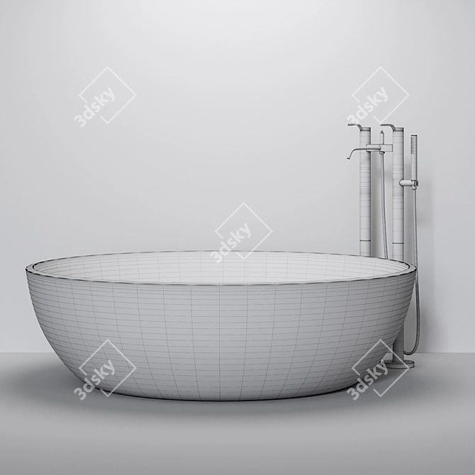 Sleek Round Fischer Bathtub 3D model image 5