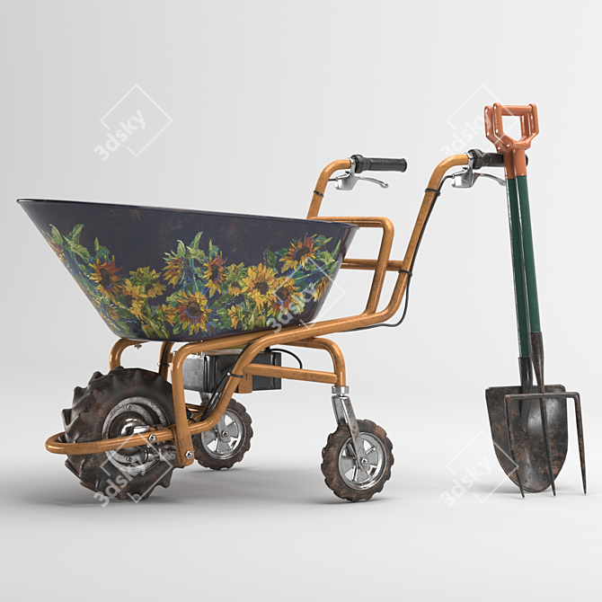 Sherpa Power Barrow SPB500: Convenient Wheelbarrow & Garden Tool Set 3D model image 2