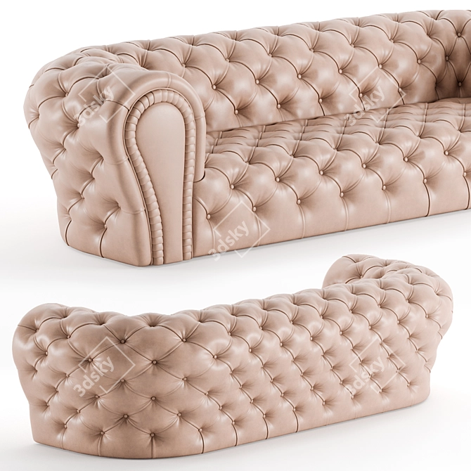 Elegant Italian Leather Sofa 3D model image 3