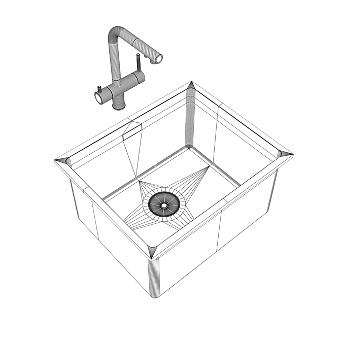 Blanco Andano & Fontas: Stainless Steel Sink and 2-in-1 Mixer 3D model image 3