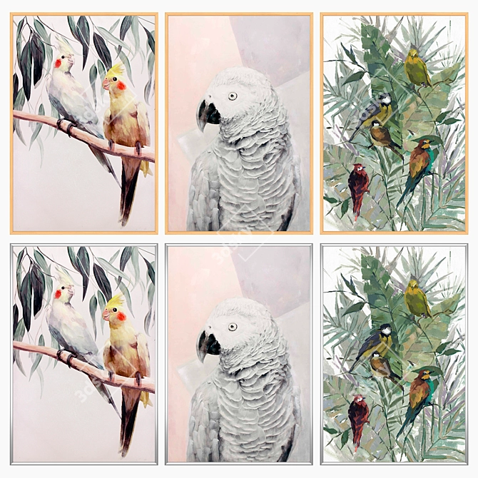 Artful Set: Trio of Wall Paintings 3D model image 3