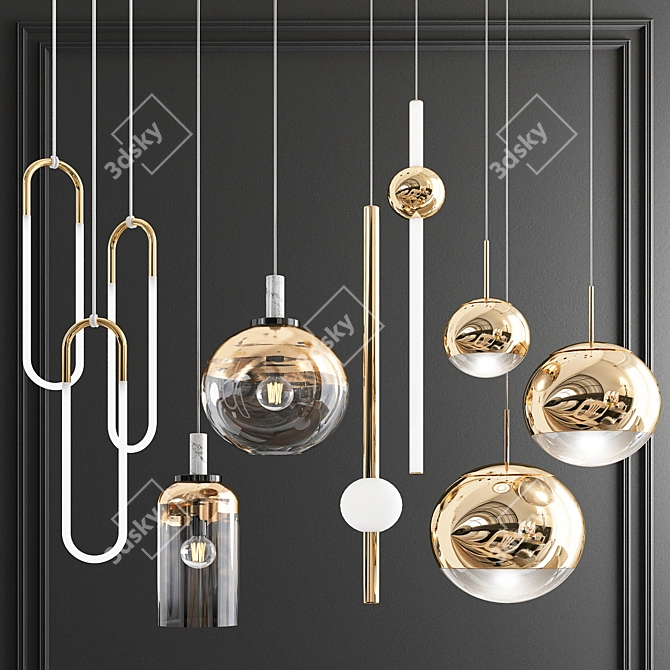 Sleek Metal Pendant Lights 3D model image 5