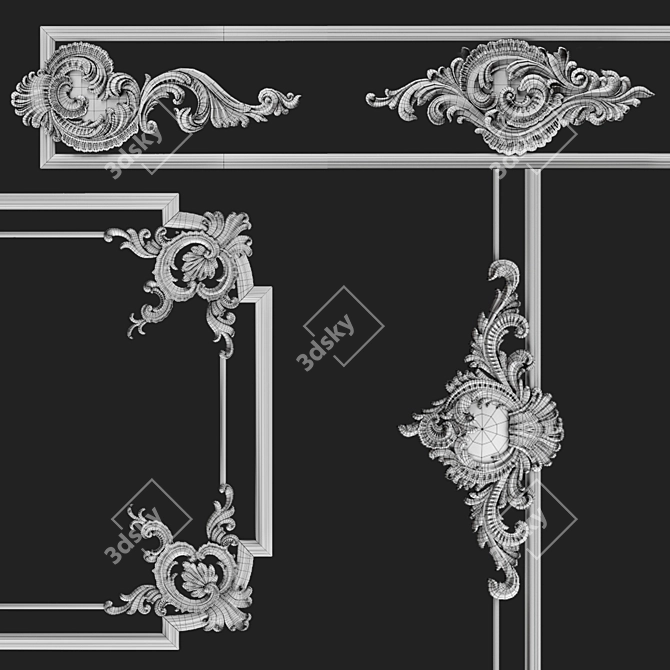 Decorative Plaster Frame 3D model image 5