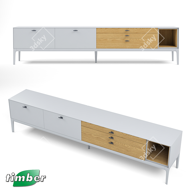 MODENA T-606 TV Cabinet | Elegant Oak Design 3D model image 1