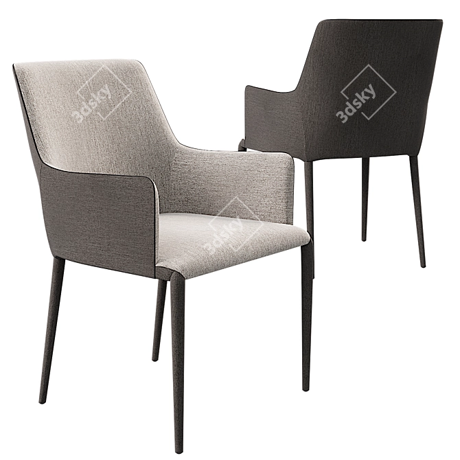 Renee Dining Chair: Stylish Armour Grey 3D model image 1