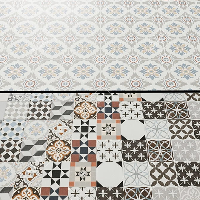 Chic Collection: Stylish Patchwork Floor Tiles 3D model image 2