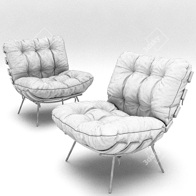 Modern Costela Armchair: Sleek Design & Comfort 3D model image 3