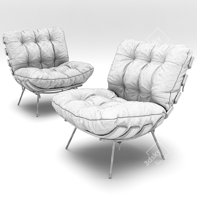 Modern Costela Armchair: Sleek Design & Comfort 3D model image 5