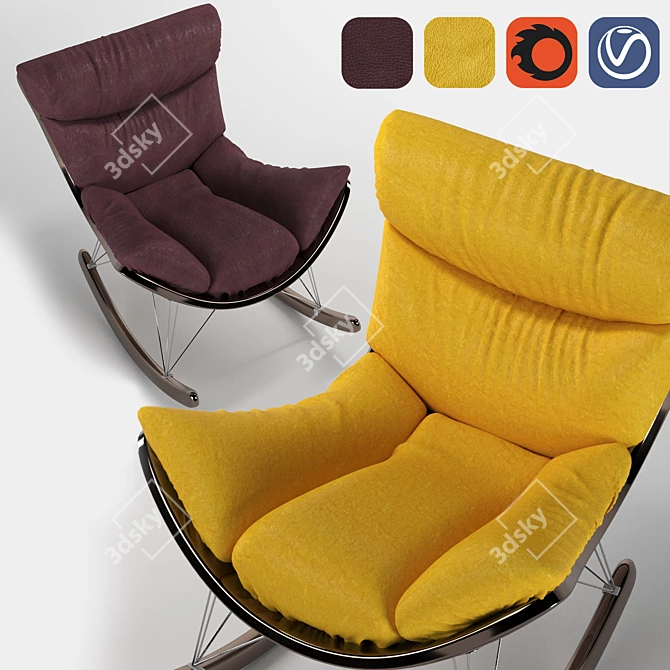 Luxury Leather Armchair - Yellow&Brown 3D model image 3