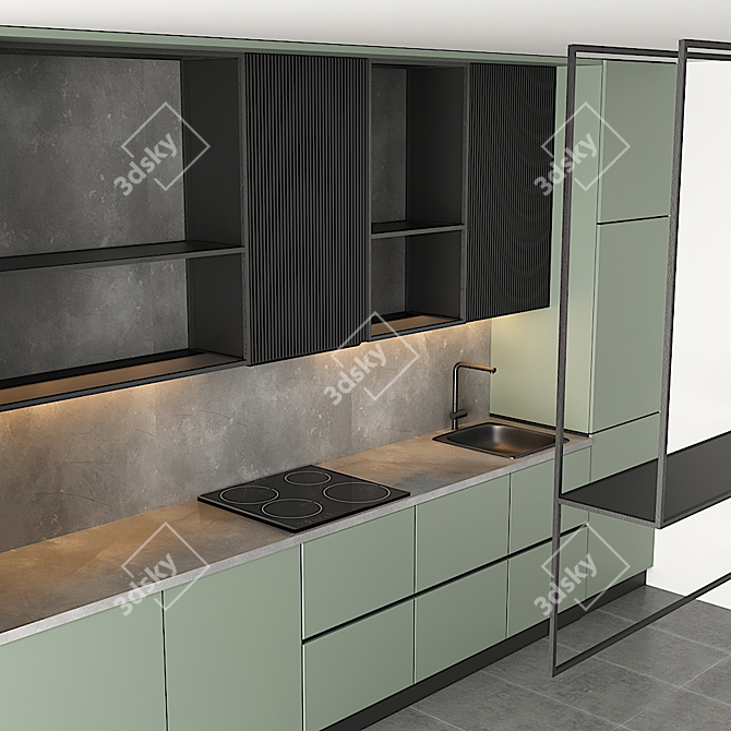 Stylish Kitchen Set: Blanco Faucet, Electrolux Gas and Oven 3D model image 4