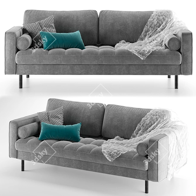 Bogard Velvet Sofa: Elegant Comfort 3D model image 1