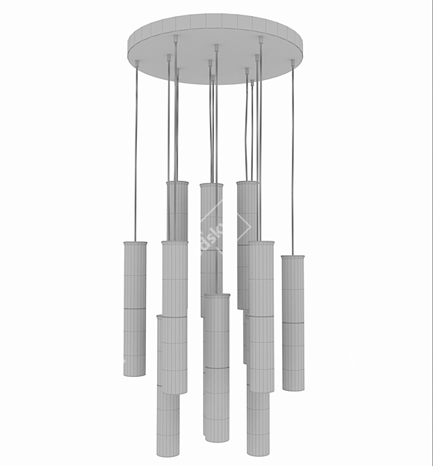 Contemporary Wood Pendant Chandelier 3D model image 3