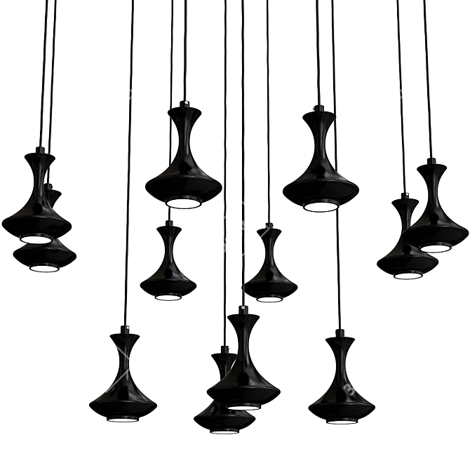 Tracery Pendant: Black & White Bliss 3D model image 3