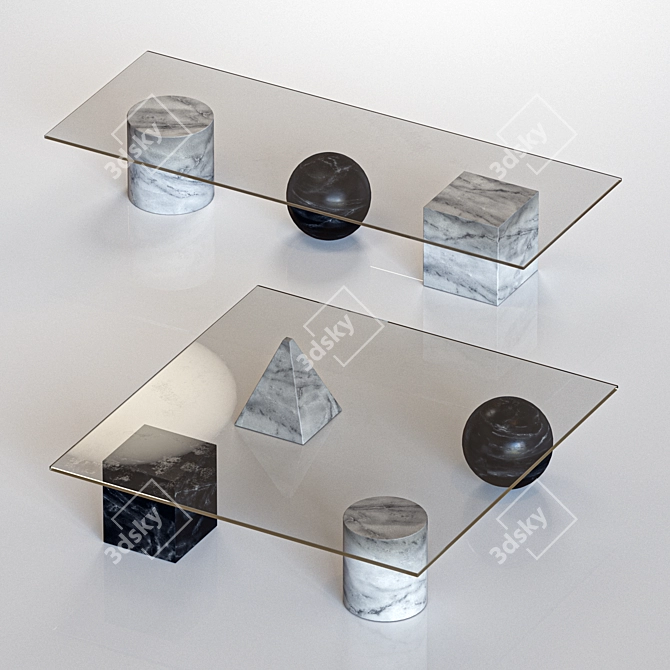 Sleek and Stylish Vignelli Metafora Coffee Table 3D model image 1