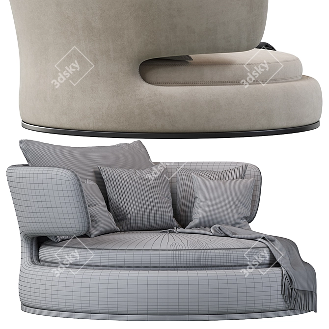 Luxurious Amoenus Soft Swivel Sofa 3D model image 5