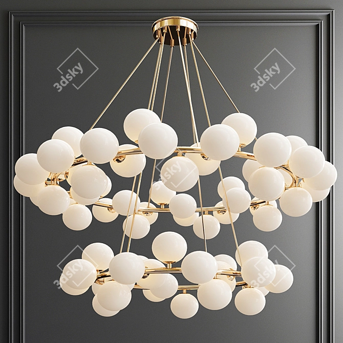 Satin Gold Double Bubble Chandelier 3D model image 1