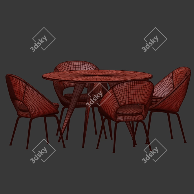 Arden Round Dining Set: Elegant Table & Orb Chairs 3D model image 5