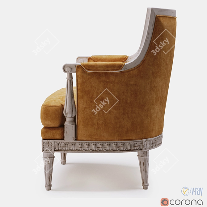 Regal Louis XVI Carved Chair 3D model image 3