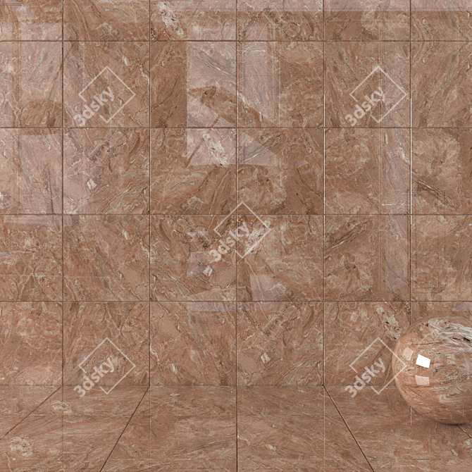 Bergama Brown Wall Tiles 60x60 cm 3D model image 1