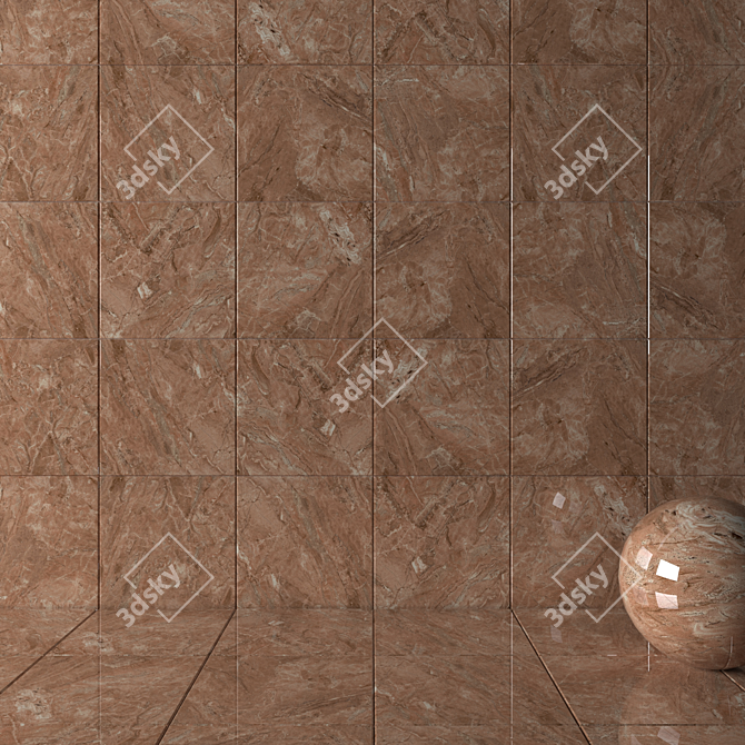 Bergama Brown Wall Tiles 60x60 cm 3D model image 2