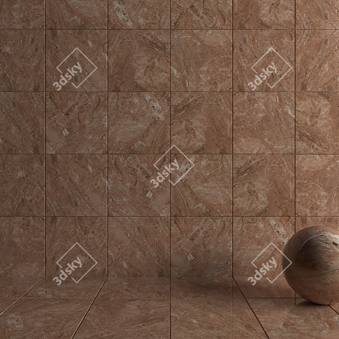 Bergama Brown Wall Tiles 60x60 cm 3D model image 3