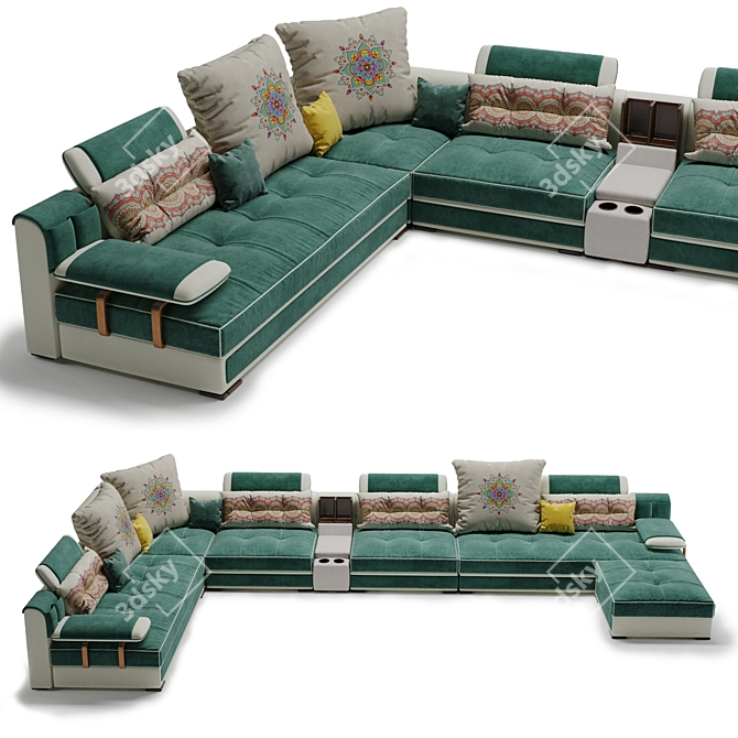 Modern U-Type Fabric Sofa: Luxury Redefined 3D model image 7