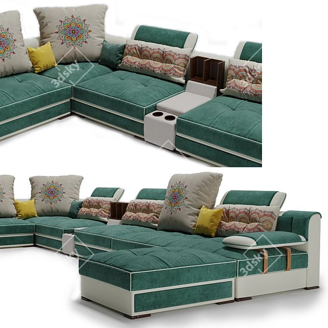 Modern U-Type Fabric Sofa: Luxury Redefined 3D model image 8