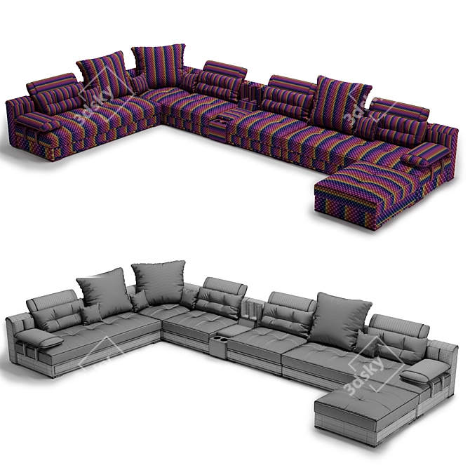 Modern U-Type Fabric Sofa: Luxury Redefined 3D model image 10