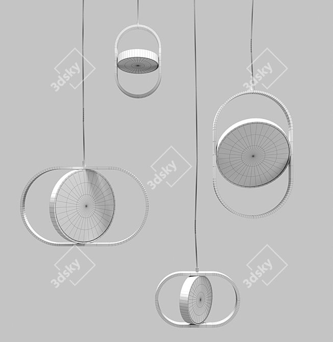 Modern Black Metal Pendant Chandelier 3D model image 3