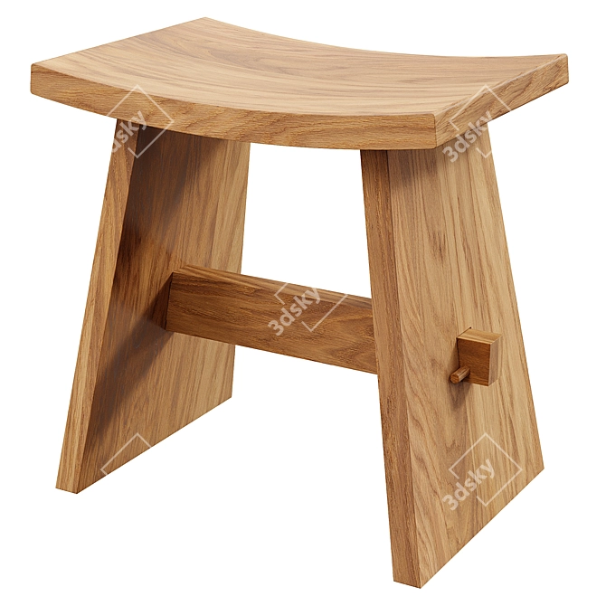 Rustic Wooden Stool: Zara Home 3D model image 2