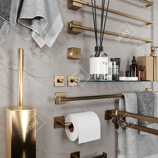 Copper Bathroom Accessories: Stylish and Functional 3D model image 3