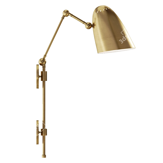 Adjustable Gold Wall Lamp: Ace Sconce 3D model image 2