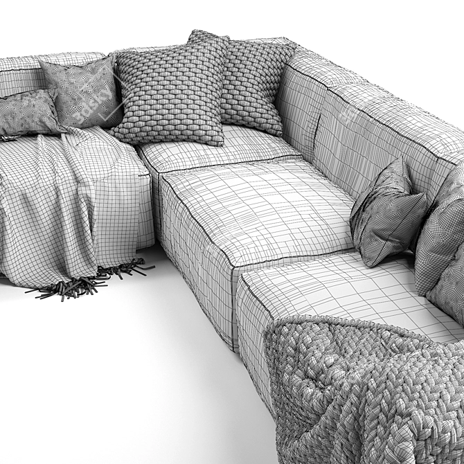 Elise 2 Corner Sofa: Stylish and Comfortable 3D model image 5