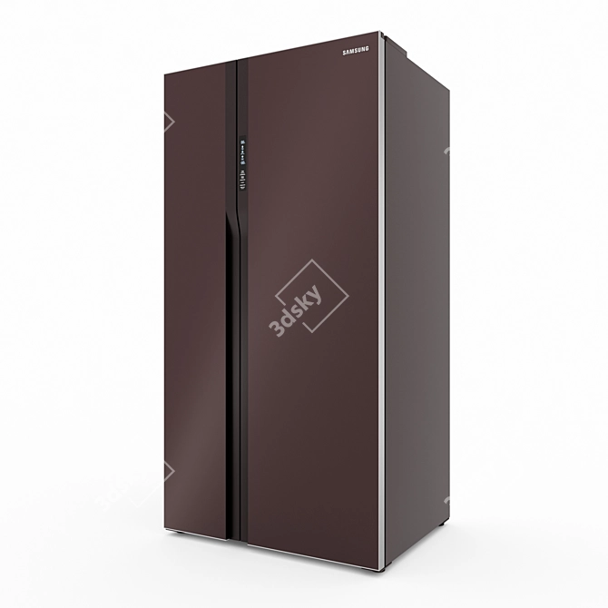 Samsung Glass Finish Side-by-Side Refrigerators 3D model image 2