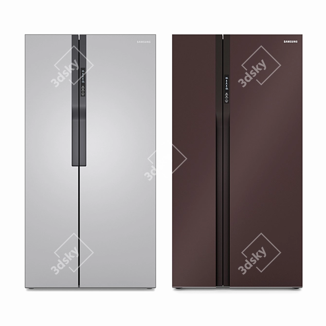 Samsung Glass Finish Side-by-Side Refrigerators 3D model image 6