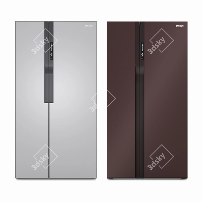 Samsung Glass Finish Side-by-Side Refrigerators 3D model image 21