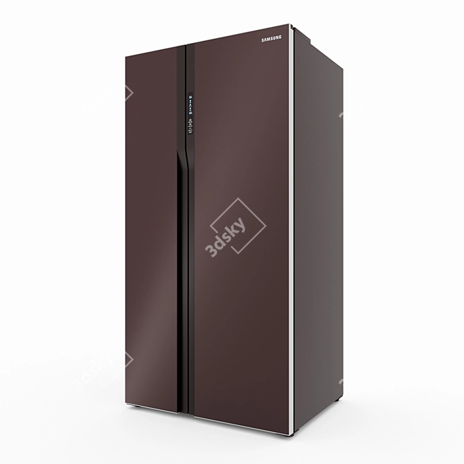 Samsung Glass Finish Side-by-Side Refrigerators 3D model image 24