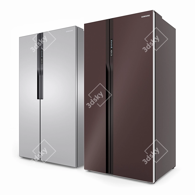 Samsung Glass Finish Side-by-Side Refrigerators 3D model image 35