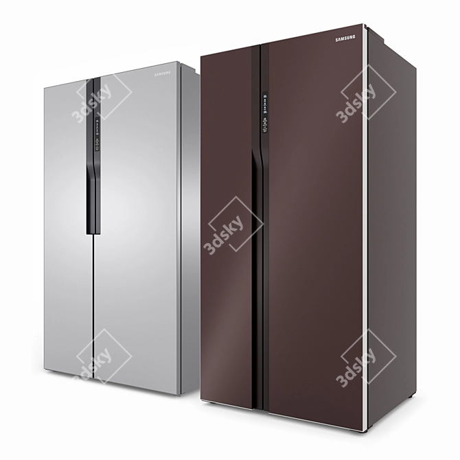 Samsung Glass Finish Side-by-Side Refrigerators 3D model image 36