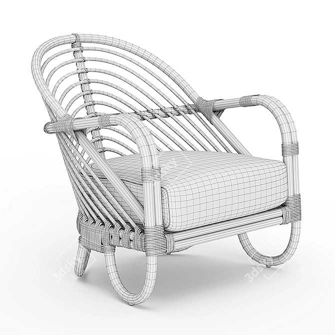 Stylish Rattan Chair: Crate&Barrel Etta 3D model image 5