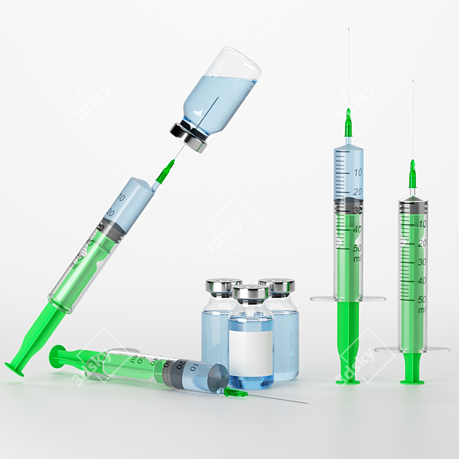 Medical Combo: Syringe & Vaccine 3D model image 1