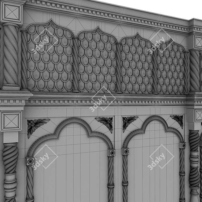 Versatile Wooden Wall Panels - Boiserie INT-027 3D model image 4