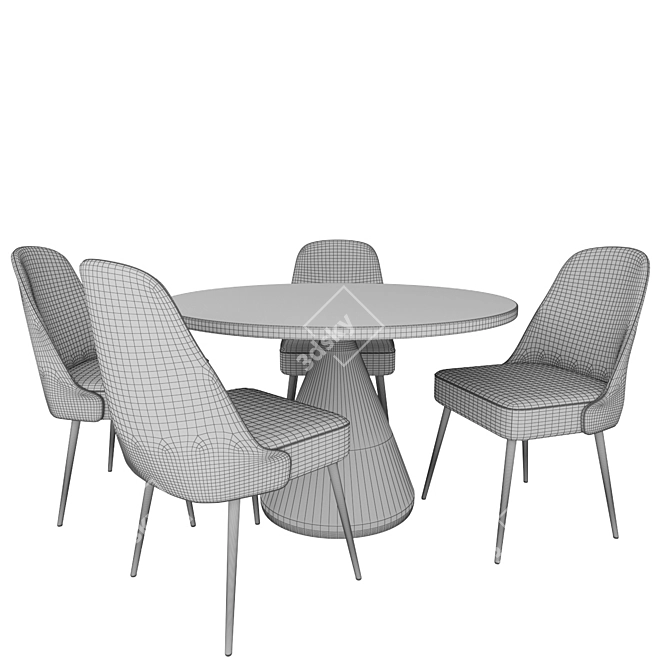 Modern Upholstered Dining Set 3D model image 5